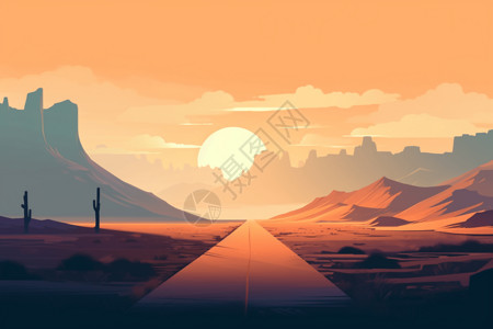 沙漠公路平面插图图片