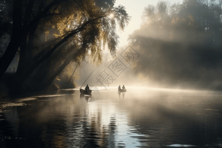 湖面晨光清晨的湖面图背景