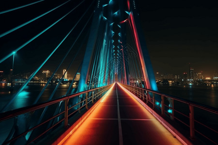 城市桥梁的夜景背景图片