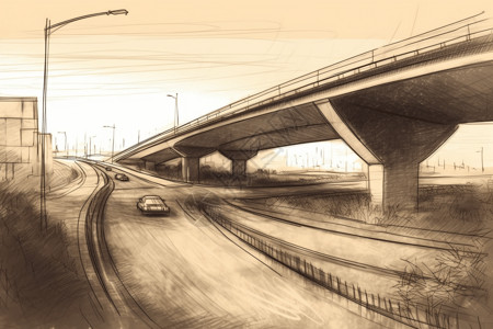 公路立交桥高架桥插图插画