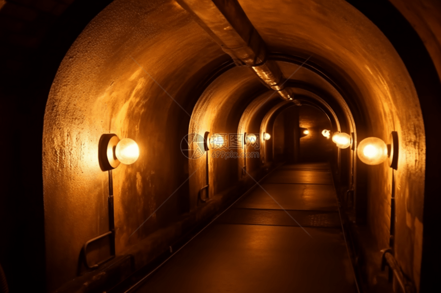 昏暗的隧道照明图片
