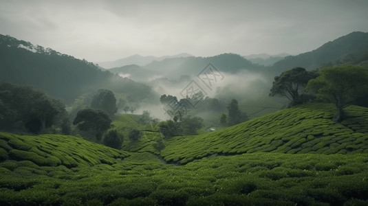 绿茶种植园的全景图片