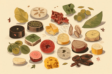 甜味剂食物合集的平面插图插画
