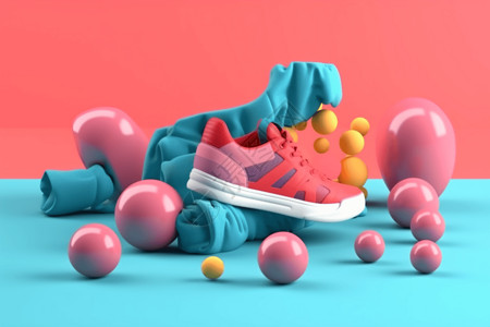 跑鞋的3d电商广告图片