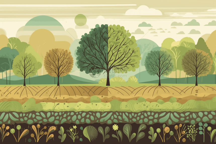 可持续耕作平面插图图片