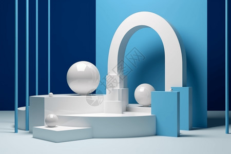 3D广告3d抽象白色讲台产品展示背景背景