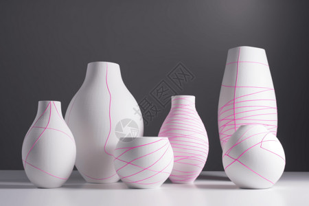 不同形状的花瓶3D渲染图背景图片