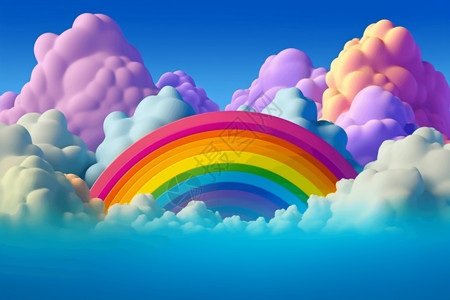 云彩中的彩虹蓝天云彩背景设计图片