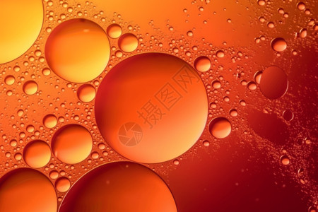 带有气泡的橙色抽象背景图片