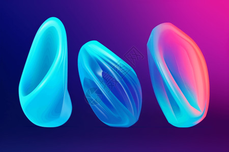 三种颜色冰棍3d流体形状设计图片