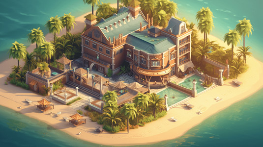 海边度假酒店背景图片