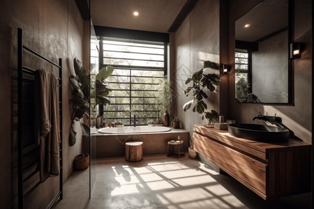 洗浴汗蒸浴室的阳光设计图片