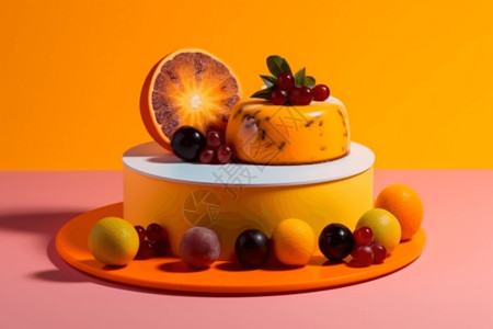水果蛋糕3d渲染模型背景