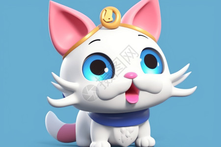 小白猫3d猫表情符号插画