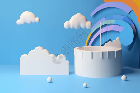 白色云朵卡通彩虹免费下载卡通云朵3d设计图片