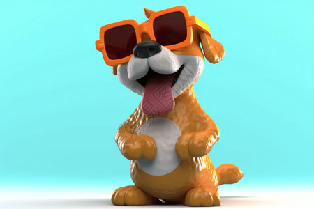 有趣棕色狗有趣的狗3d插图插画