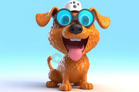 有趣棕色狗狗3d插图插画