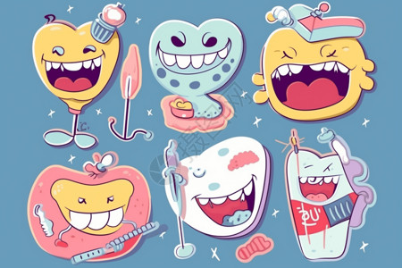 卡通牙科护理贴背景图片