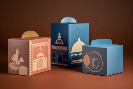 斋月月饼盒子包装设计创意背景