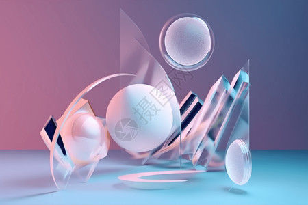 美丽的插图花3d几何球体运动背景设计图片