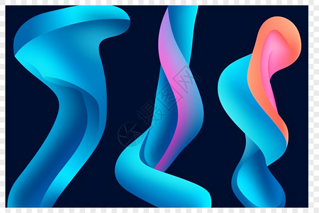 3D液体3d抽象彩色形状创意元素插画