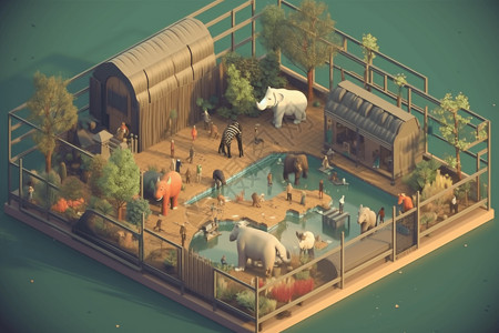 小型像素化的动物园插画图片