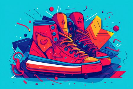 运动鞋的插画背景图片