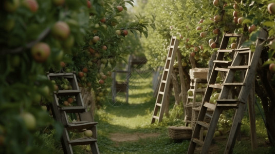 苹果园的收获季图背景图片