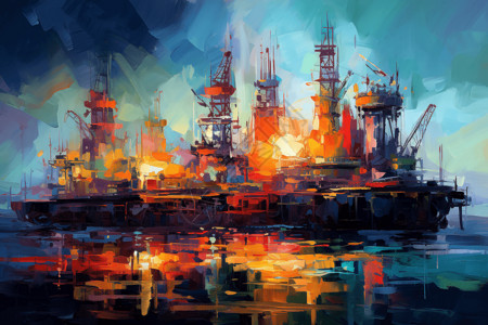 石油工业技术的绘画图片