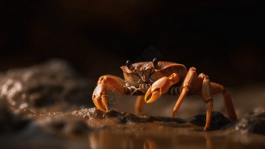 淡水蟹爬行的特写镜头图片