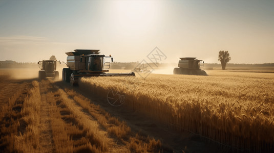 农民收获小麦的图图片