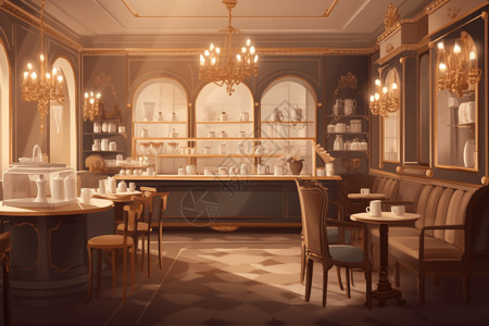 优雅的咖啡馆插图高清图片