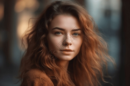 棕色发型模特肖像背景图片