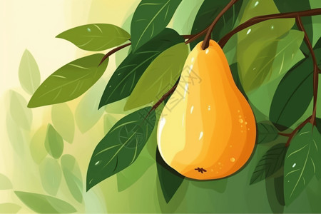 梨子和蚂蚁黄色梨子的插画插画