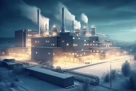 冬天生物素材生物质能源发电厂背景