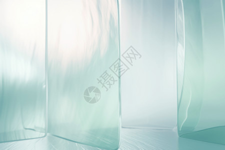 三个花瓶舒缓清澈的玻璃背景插画