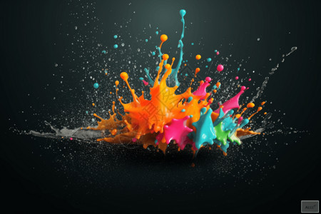 爆炸动态光效色彩丰富的流体飞溅插画