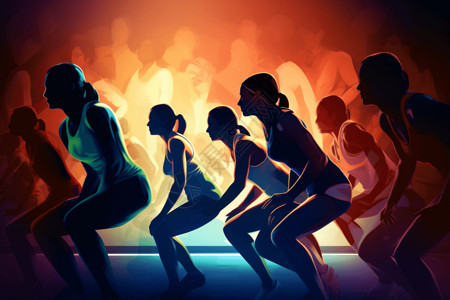 健身房跑步的人运动健身房插画