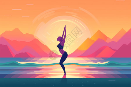 健康瑜伽插画图片
