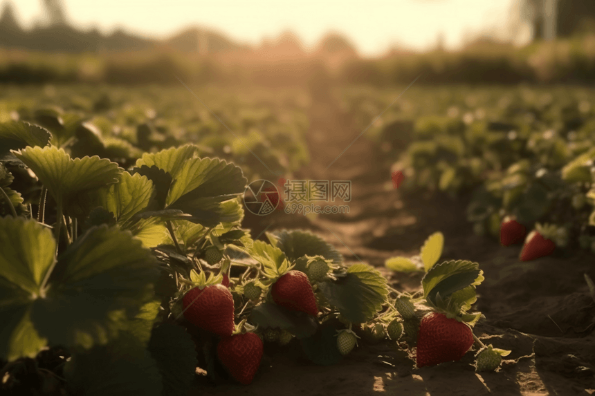 硕果累累的草莓园图片