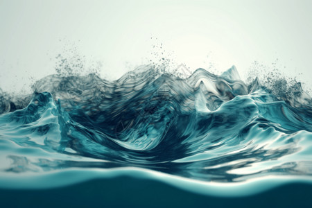 流动的海水波涛汹涌的液体波。设计图片