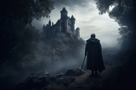 城堡和骑士反派巫师高清图片