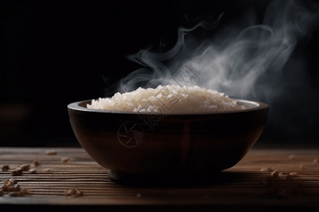 热气米饭一碗热气腾腾的米饭背景