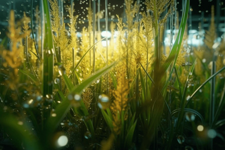 杂交稻植物的进展背景图片