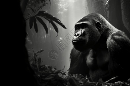 森林里野生大猩猩背景图片