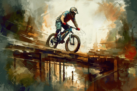 古彩戏法骑自行车的运动员插画