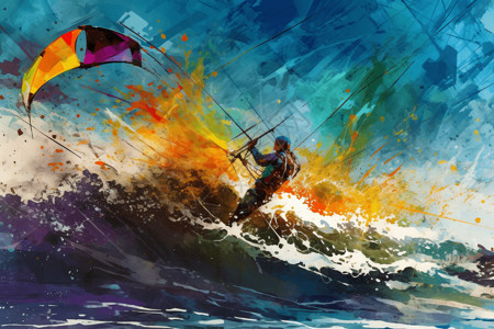 海上冲浪的绘画背景图片