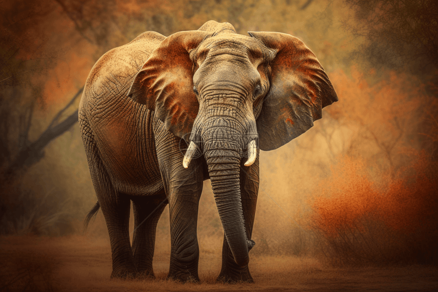 行走在路上的大象图片