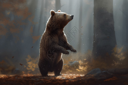 森林里走失的幼熊高清图片