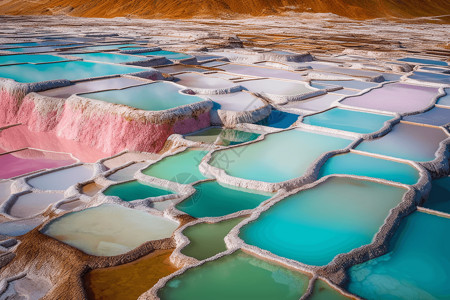 梦幻沙漠之水梦幻般的盐矿景观背景